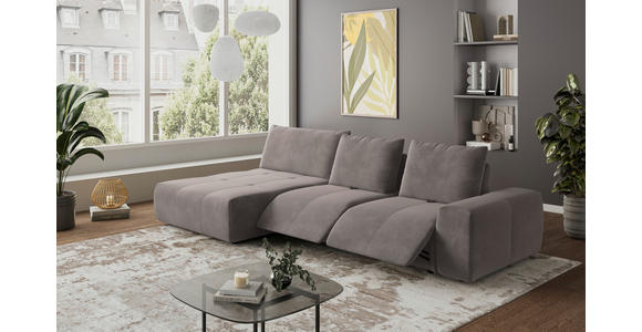 ECKSOFA in Velours Braun 174/347 cm - Schwarz/Braun, Design, Kunststoff/Textil (174/347cm) - Xora