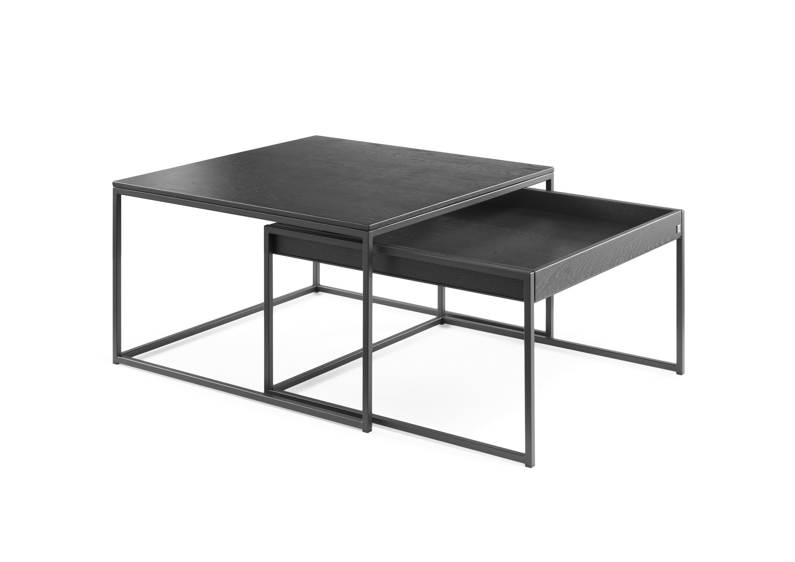 COUCHTISCH JUSTB! Eiche furniert 75/75/43 cm rechteckig Anthrazit, Schwarz  - Anthrazit/Schwarz, Design, Holz/Metall (75/75/43cm) - Musterring