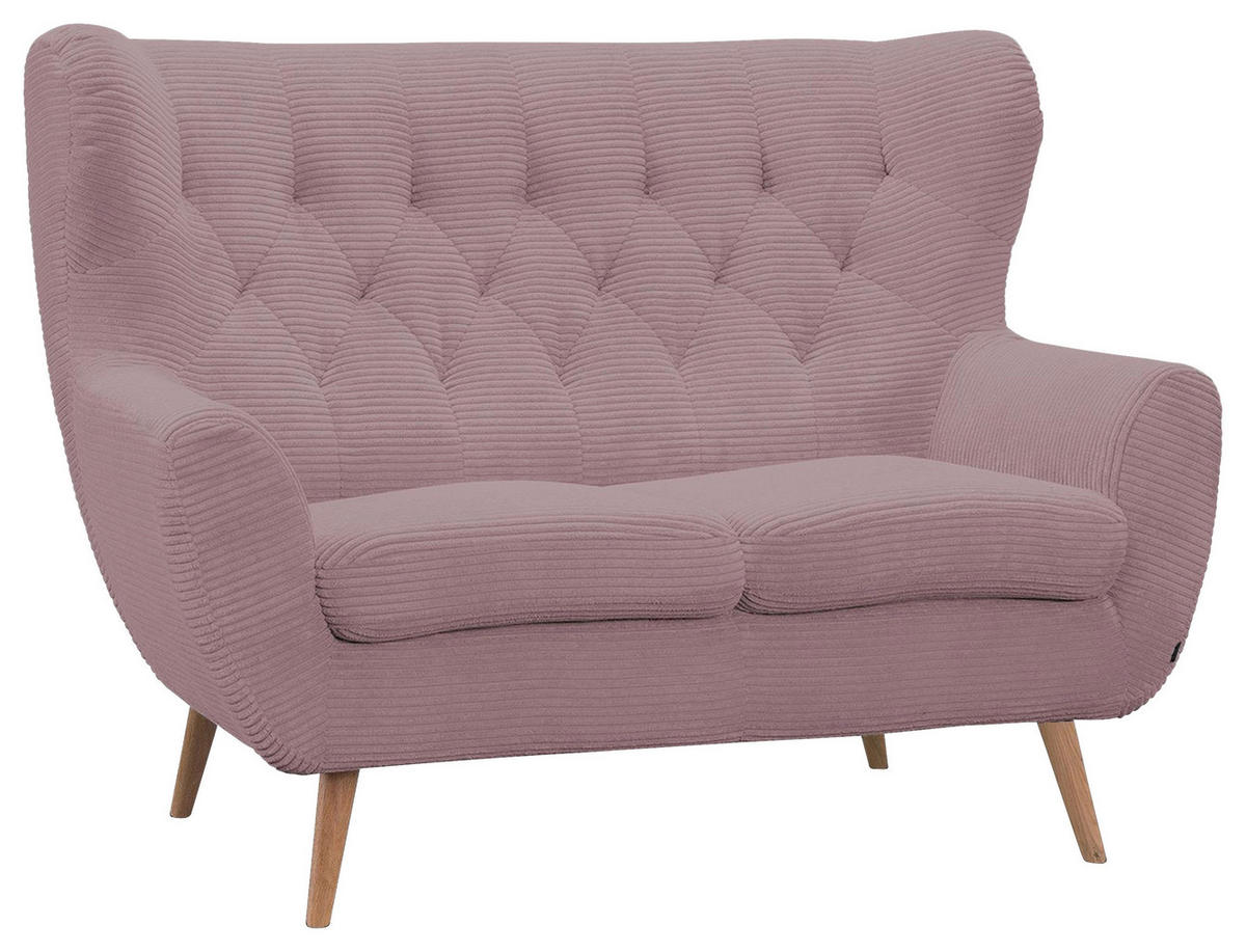 2-SITZER-SOFA - Eichefarben/Rosa, Design, Holz/Textil (137/101/95cm) - Stylife