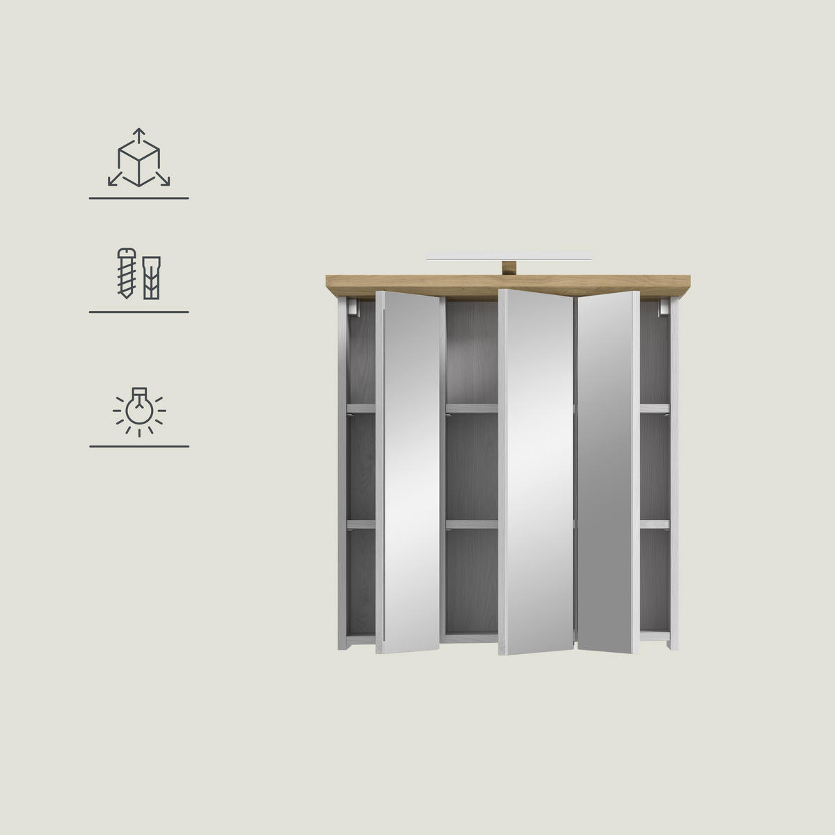 SPIEGELSCHRANK 69/71/21 cm  - Lärchefarben, Trend, Glas/Holzwerkstoff (69/71/21cm) - MID.YOU