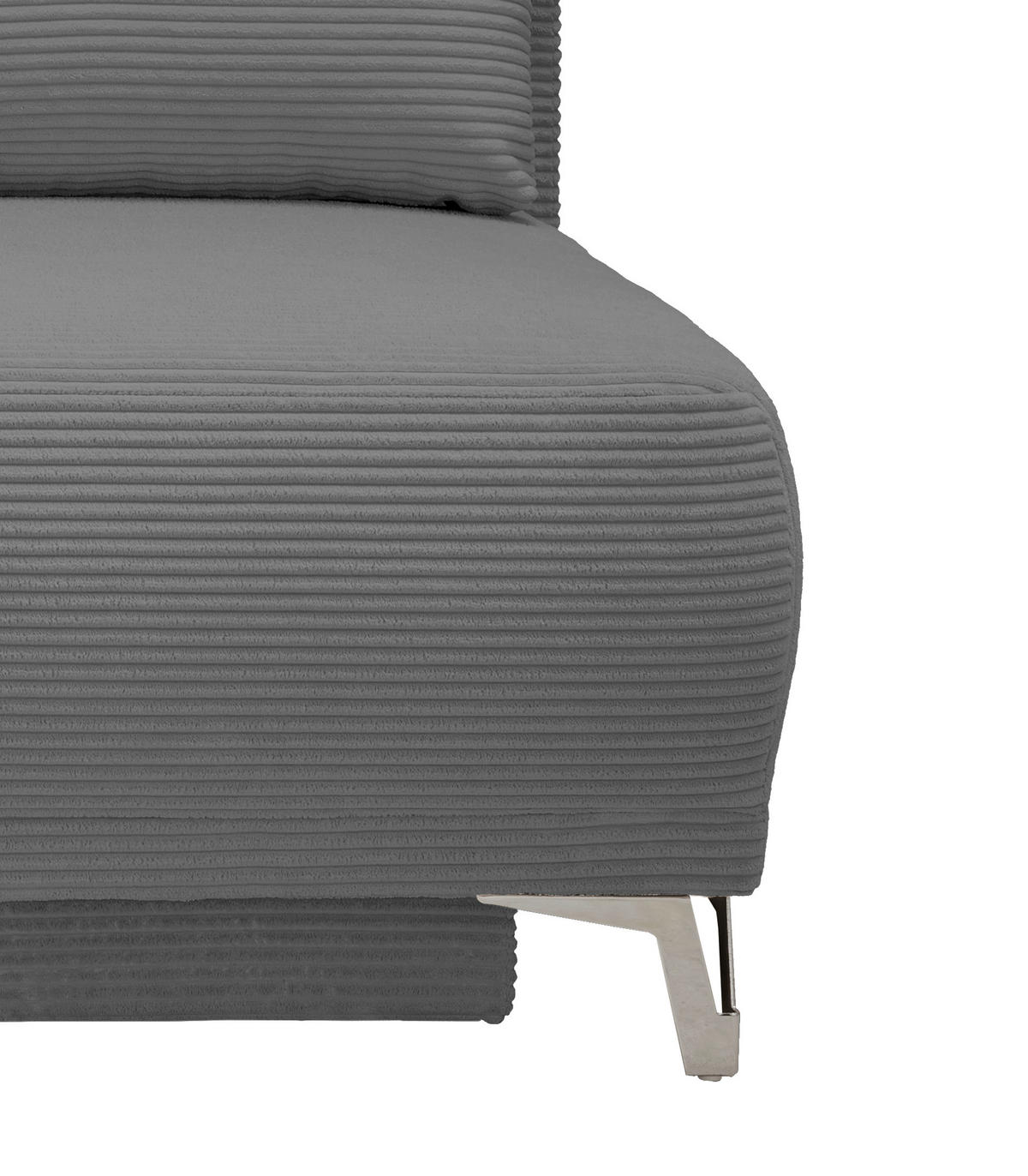 SCHLAFSOFA  mit Liegefunktion, Schlafen auf Sitzhöhe, Rücken echt Cord Grau  - Chromfarben/Grau, MODERN, Textil/Metall (198/90/100cm) - Livetastic