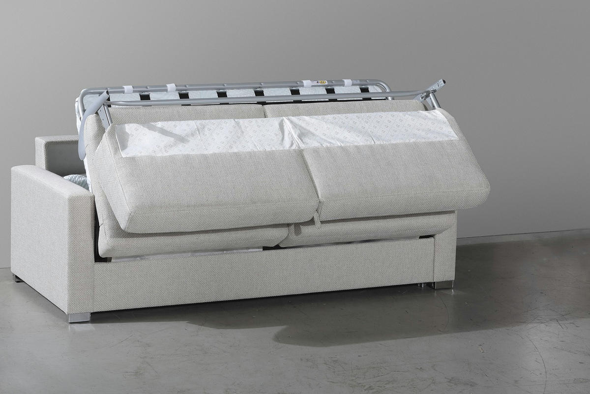 KANAPÉÁGY textil natúr színű  - krómszínű/natúr színű, Konventionell, textil/fém (208/86/97cm) - Novel