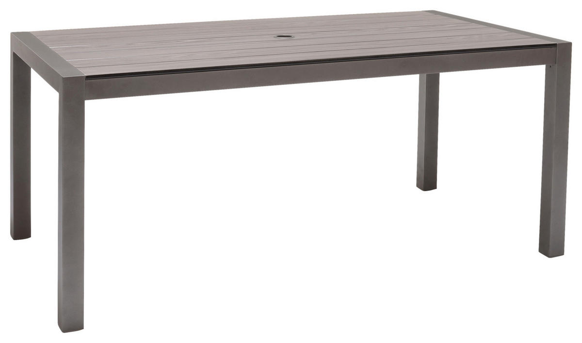 GARTENTISCH 163/88/74 cm Metall, Holzwerkstoff rechteckig  - Alufarben/Grau, Design, Holzwerkstoff/Metall (163/88/74cm) - Ambia Garden