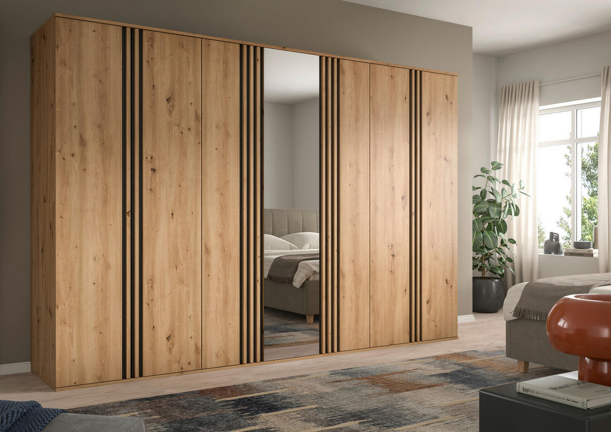DREHTÜRENSCHRANK  in Anthrazit, Eiche Artisan  - Anthrazit/Eiche Artisan, ROMANTIK / LANDHAUS, Holzwerkstoff (280/192/56cm) - Livetastic