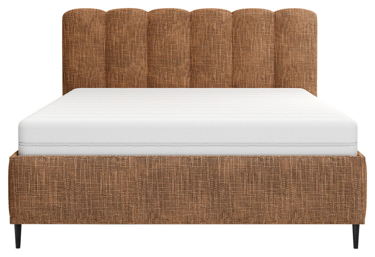 POLSTERBETT 180/200 cm,  in Terracotta, Lattenrost, Bettkasten,  - Terracotta/Schwarz, MODERN, Holz/Holzwerkstoff (180/200cm) - MID.YOU