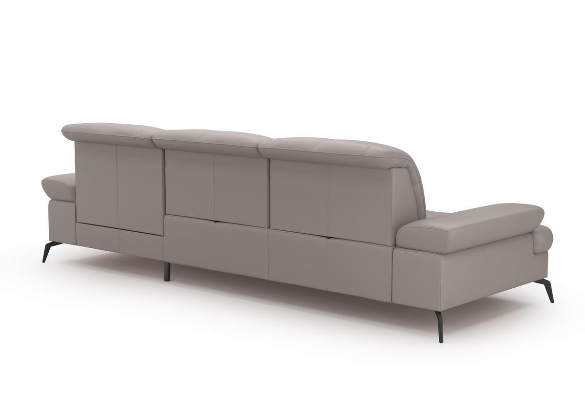 ECKSOFA in Echtleder Hellgrau  - Hellgrau/Schwarz, Konventionell, Leder/Metall (279/185cm) - Sit & More