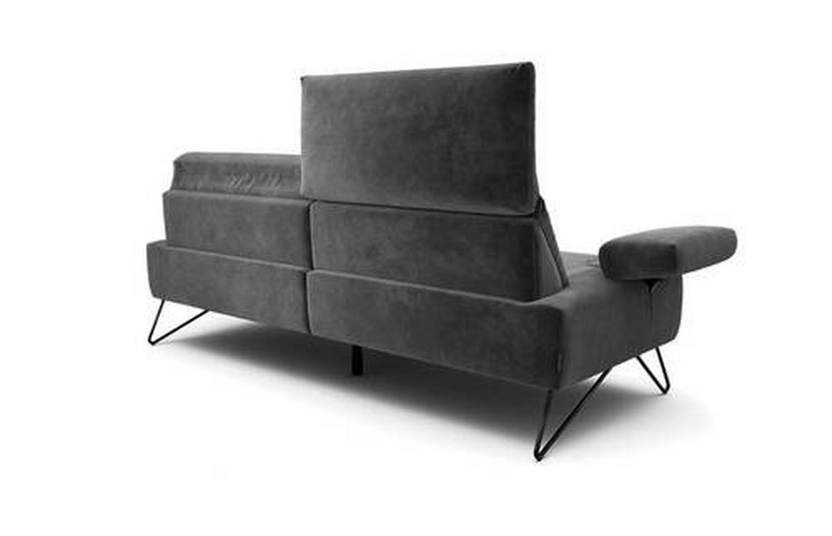 2,5-SITZER Samt Anthrazit  - Anthrazit/Schwarz, Design, Textil/Metall (204-234/85/86-94cm) - SENSOO