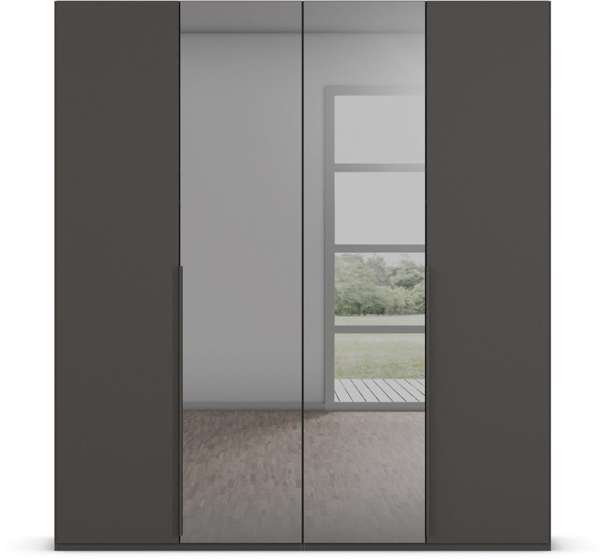 DREHTÜRENSCHRANK 201/223/61 cm 4-türig Graphitfarben, Grau  - Graphitfarben/Grau, Trend, Glas/Holzwerkstoff (201/223/61cm) - Novel