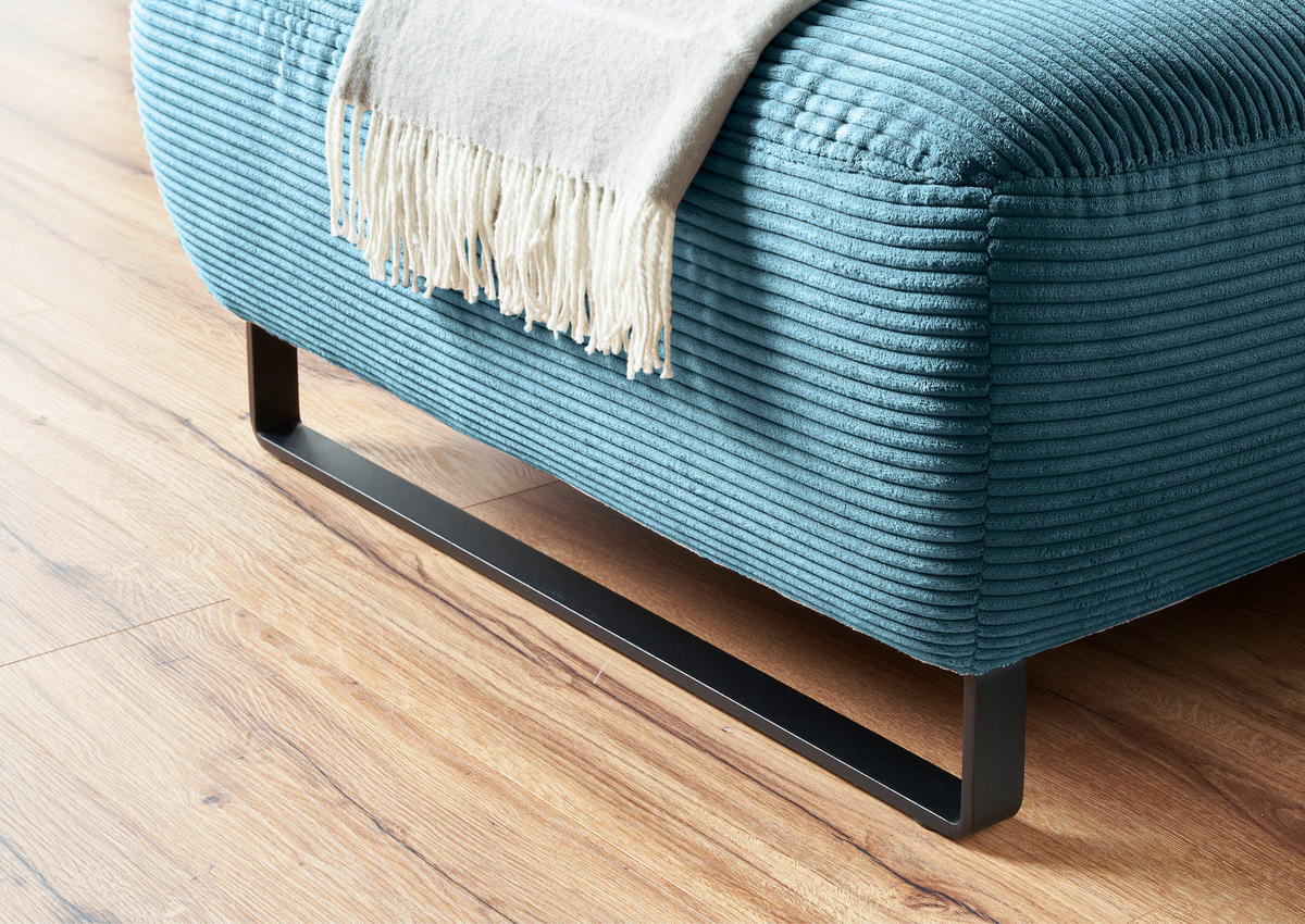 ECKSOFA in Cord Petrol  - Petrol/Schwarz, Konventionell, Textil/Metall (180/266cm) - Hom`in