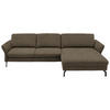 ECKSOFA in Velours Graubraun  - Graubraun/Schwarz, Design, Textil/Metall (306/179cm) - Beldomo System