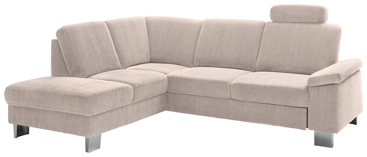 ECKSOFA  in Cord Hellbraun  200/248 cm  - Hellbraun/Edelstahlfarben, KONVENTIONELL, Textil/Metall (200/248cm) - Beldomo System