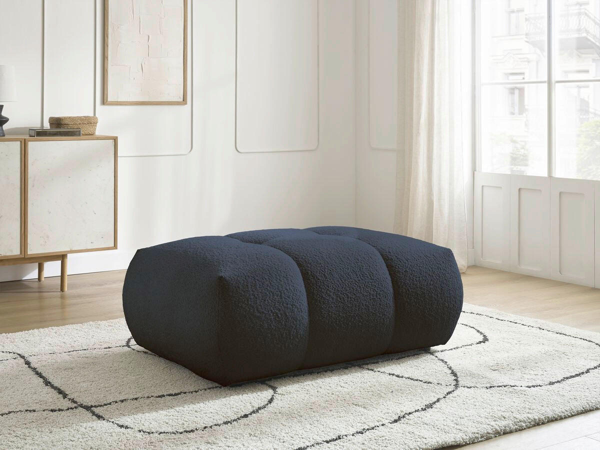 HOCKER FUJI  Bouclé Dunkelblau  - Schwarz/Dunkelblau, MODERN, Kunststoff/Textil (112/44/80cm)