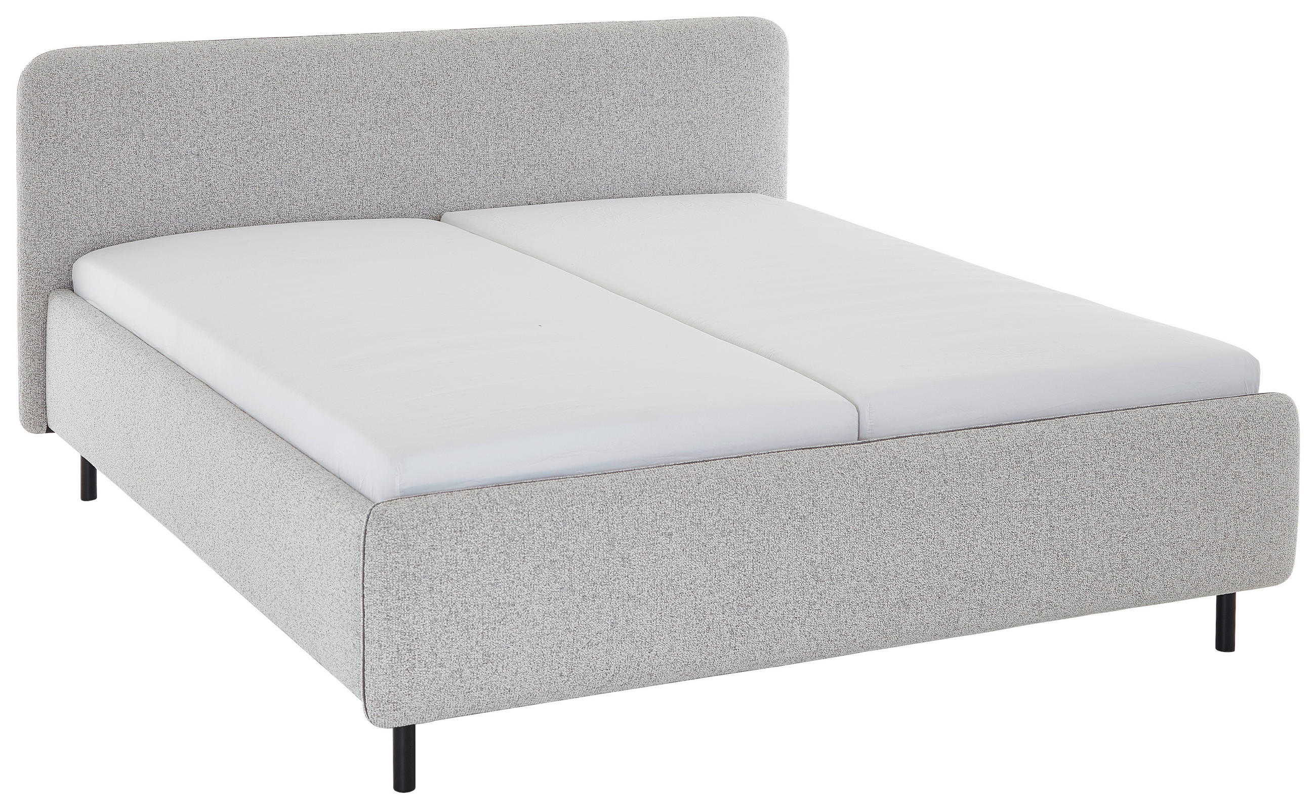 POLSTERBETT 180/200 cm  in Grau, Hellgrau  - Hellgrau/Schwarz, Design, Textil/Metall (180/200cm) - Xora