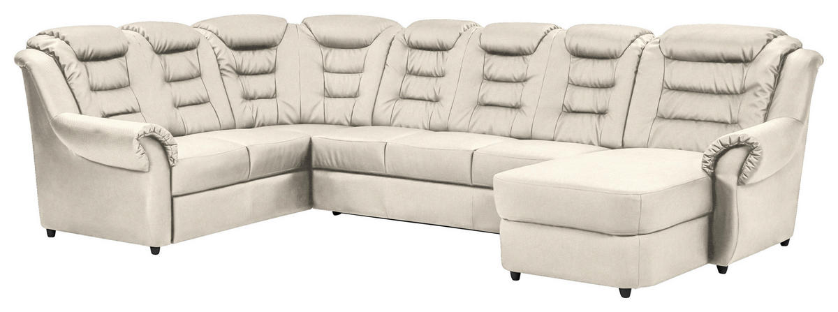 WOHNLANDSCHAFT in Chenille Creme  - Creme/Schwarz, Konventionell, Kunststoff/Textil (216/333/165cm) - Livetastic