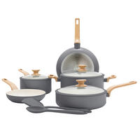KOCHTOPFSET Essence 5-teilig  - Dunkelgrau/Tannenholzfarben, Basics, Glas/Kunststoff - GreenPan
