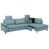 ECKSOFA inkl. Funktionen Sense Hellblau Cord, Velours  - Schwarz/Hellblau, Design, Textil/Metall (291/197cm) - Beldomo Style