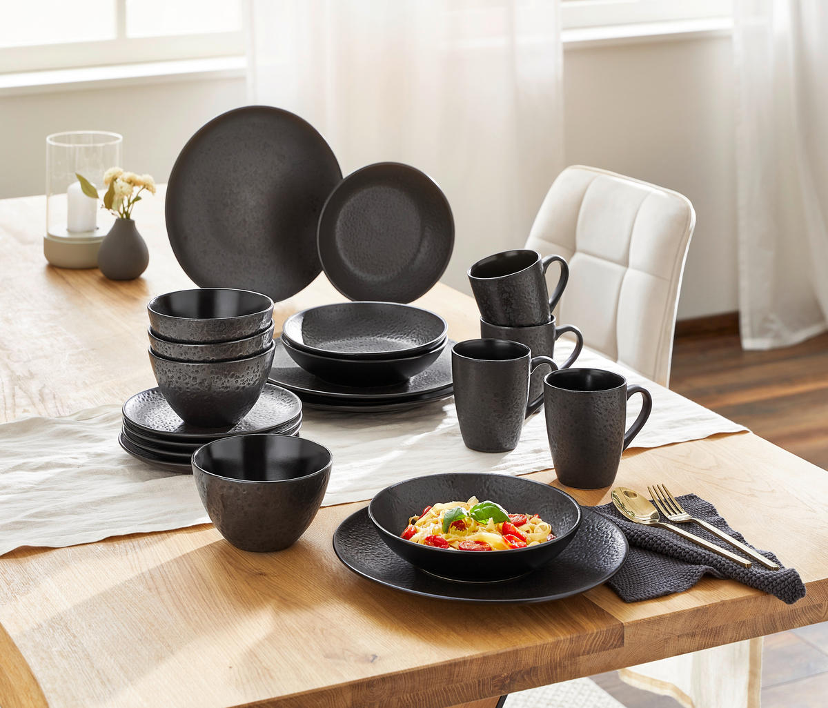 KOMBISERVICE Schwarz 20-teilig  - Schwarz, Design, Keramik - Ritzenhoff Breker