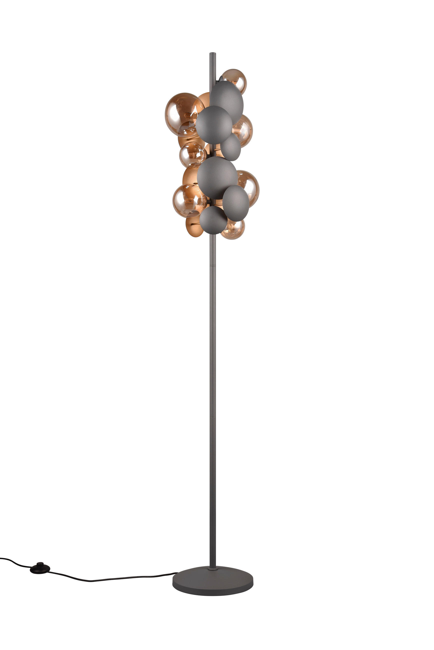 Trio Leuchten Stehleuchte Bubble Anthrazit, Gold 155 cm