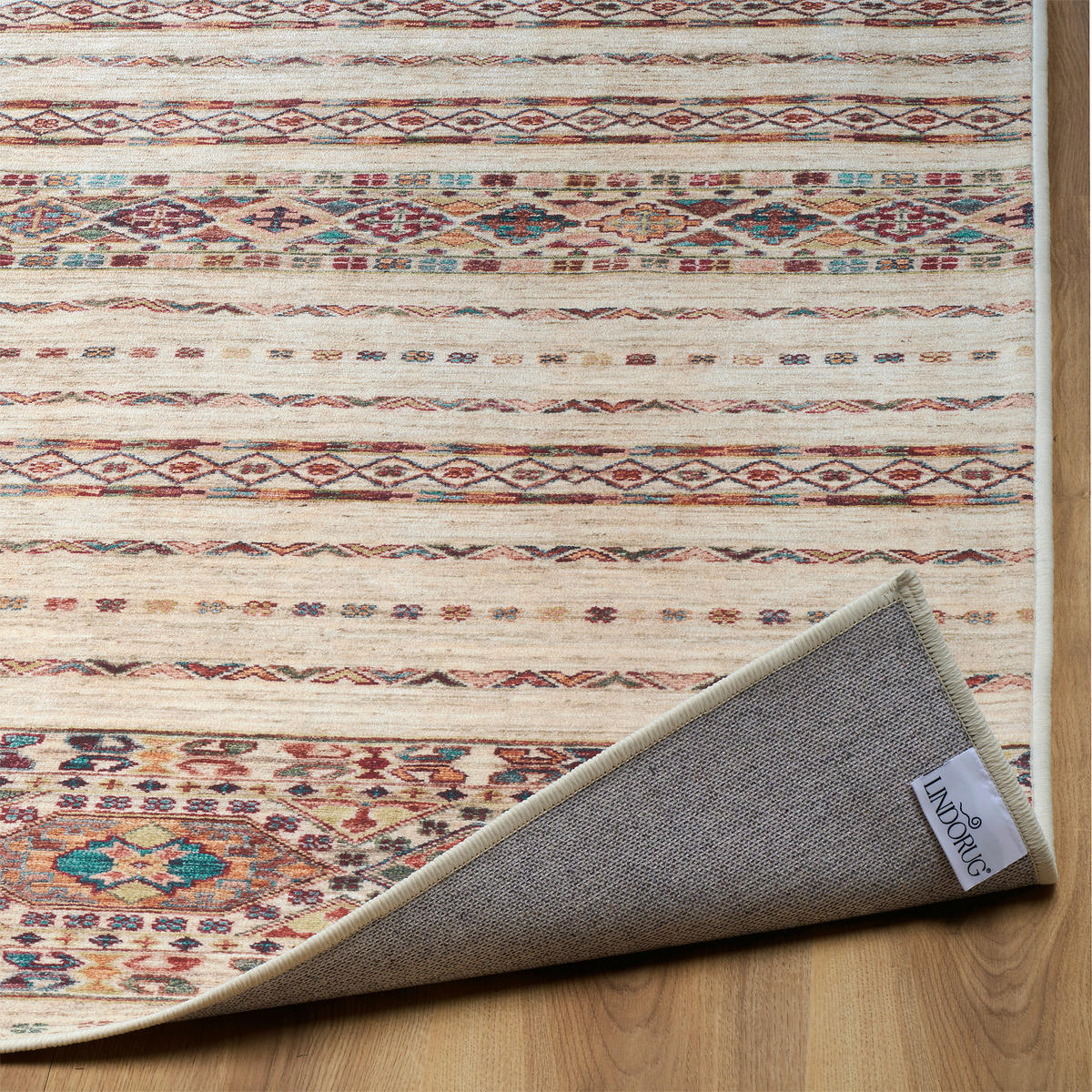 LÄUFER Cortea Araqan 80/250 cm  in Terracotta, Graublau, Elfenbein  - Elfenbein/Graublau, LIFESTYLE, Kunststoff/Textil (80/250cm) - Lindorug