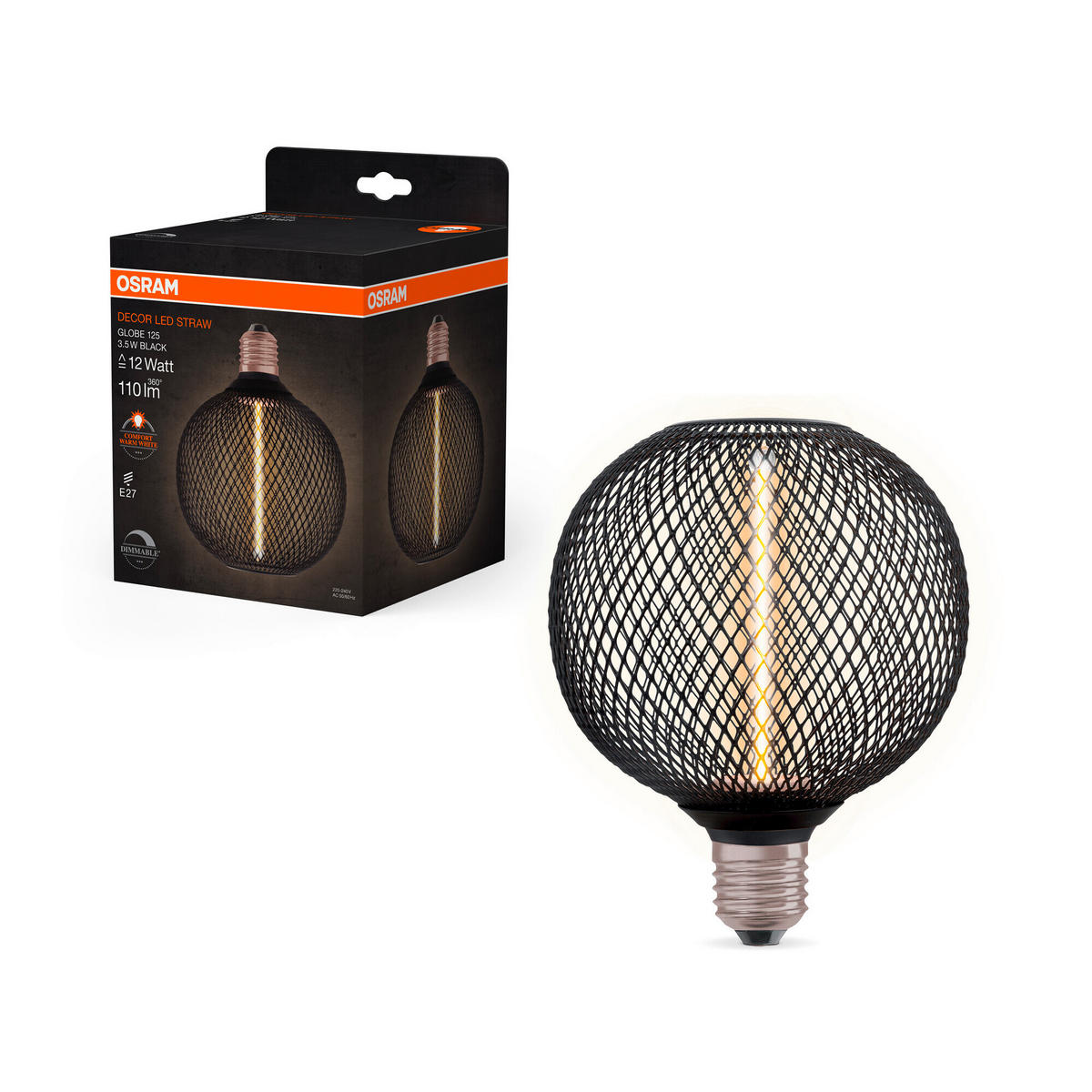 LED-FILAMENT-LEUCHTMITTEL   E27 3,5 W 170 lm  - KONVENTIONELL, Metall (12,5/15cm) - Ledvance