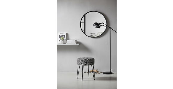 HOCKER in Metall, Textil Schwarz, Weiß  - Schwarz/Weiß, KONVENTIONELL, Textil/Metall (43/45/43cm) - Xora