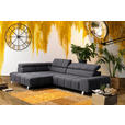 ECKSOFA in Velours Dunkelgrau  - Dunkelgrau/Silberfarben, Design, Textil/Metall (201/295cm) - Hom`in