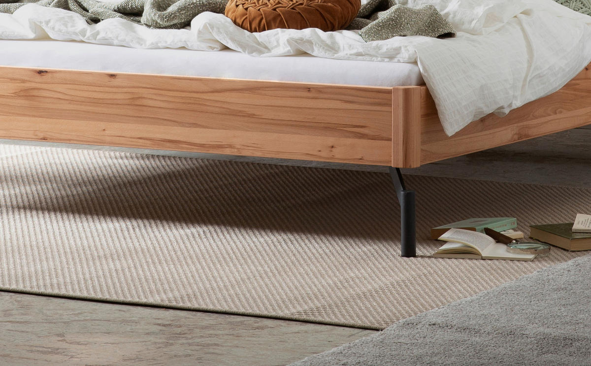 BETT 180/200 cm  in Anthrazit, Grau, Buchefarben  - Anthrazit/Buchefarben, Design, Holz/Metall (180/200cm) - Hasena