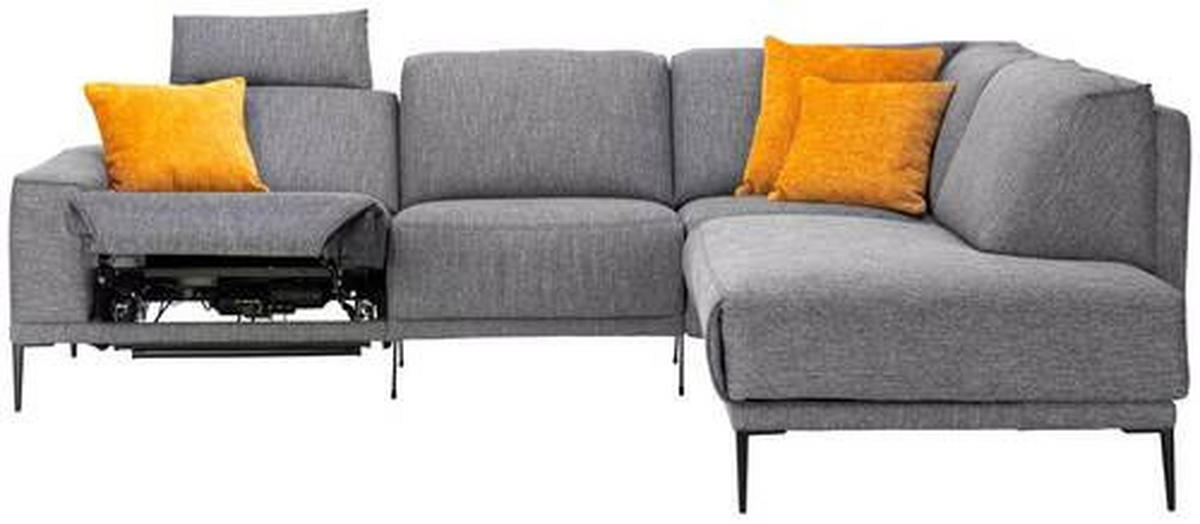 ECKSOFA in Flachgewebe Graphitfarben  - Schwarz/Graphitfarben, Design, Textil/Metall (260/210cm) - Johann Jakob