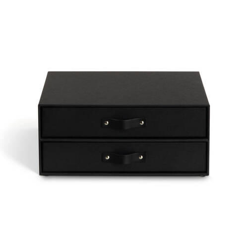 SCHUBLADENBOX    25.5/33.5/14.5 cm  - Schwarz, Basics, Karton/Leder (25.5/33.5/14.5cm)