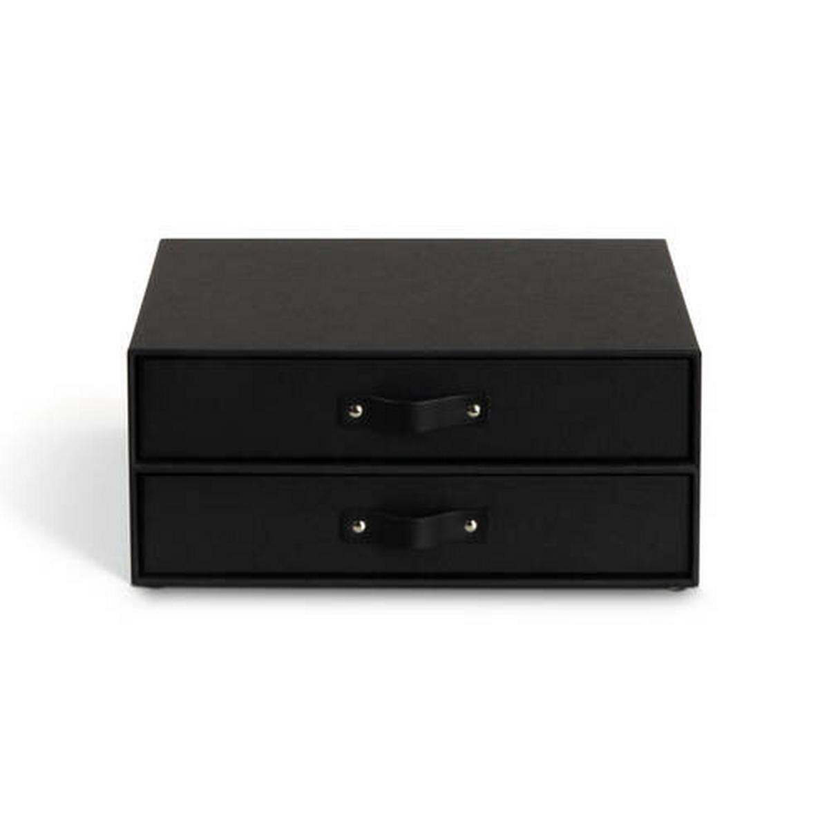 SCHUBLADENBOX    25.5/33.5/14.5 cm  - Schwarz, Basics, Karton/Leder (25.5/33.5/14.5cm)