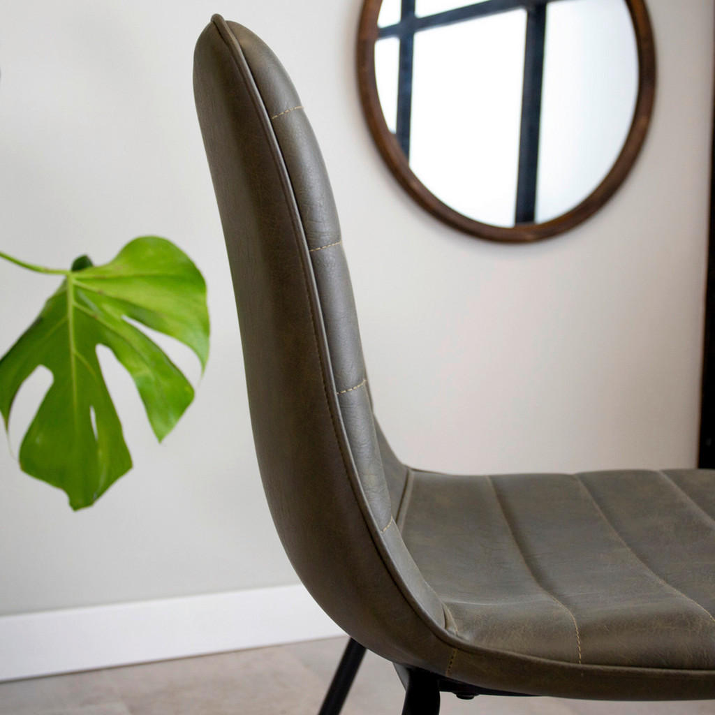 Thumbnail - Mid.you Stuhl, Dunkelgrün, Metall, Kunststoff, Textil, Vintage, U-Form, 48x77x56 cm, Esszimmer, Stühle, Esszimmerstühle