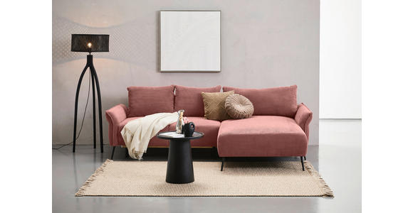 ECKSOFA Altrosa Chenille - Schwarz/Altrosa, KONVENTIONELL, Textil/Metall (255/164cm) - Carryhome