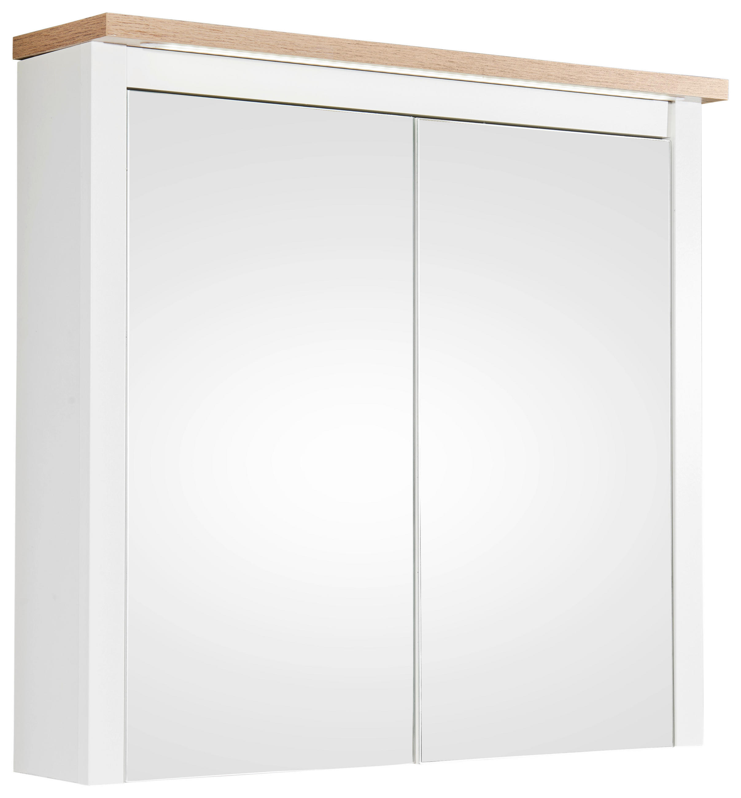 DULAP CU OGLINDĂ 80/80/20 cm  - alb/stejar San Remo, Romantik / Landhaus, sticlă/material pe bază de lemn (80/80/20cm) - Xora