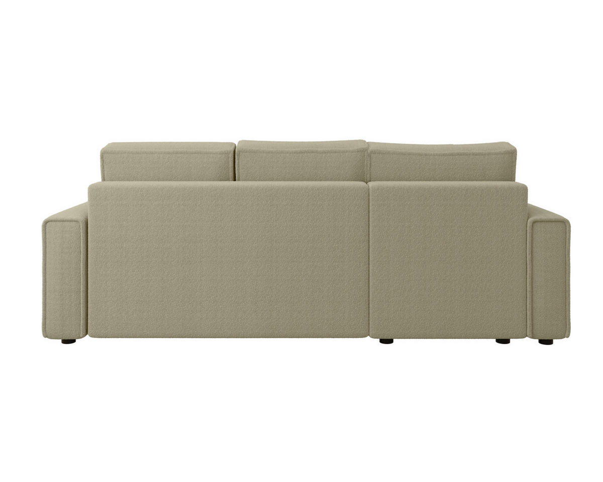 ECKSOFA Beige Bouclé Zierkissen, Rückenkissen, Bettkasten, Schlaffunktion, Rücken echt, Liegefläche im Originalstoff  - Beige/Schwarz, MODERN, Kunststoff/Textil (143/232cm) - Carryhome