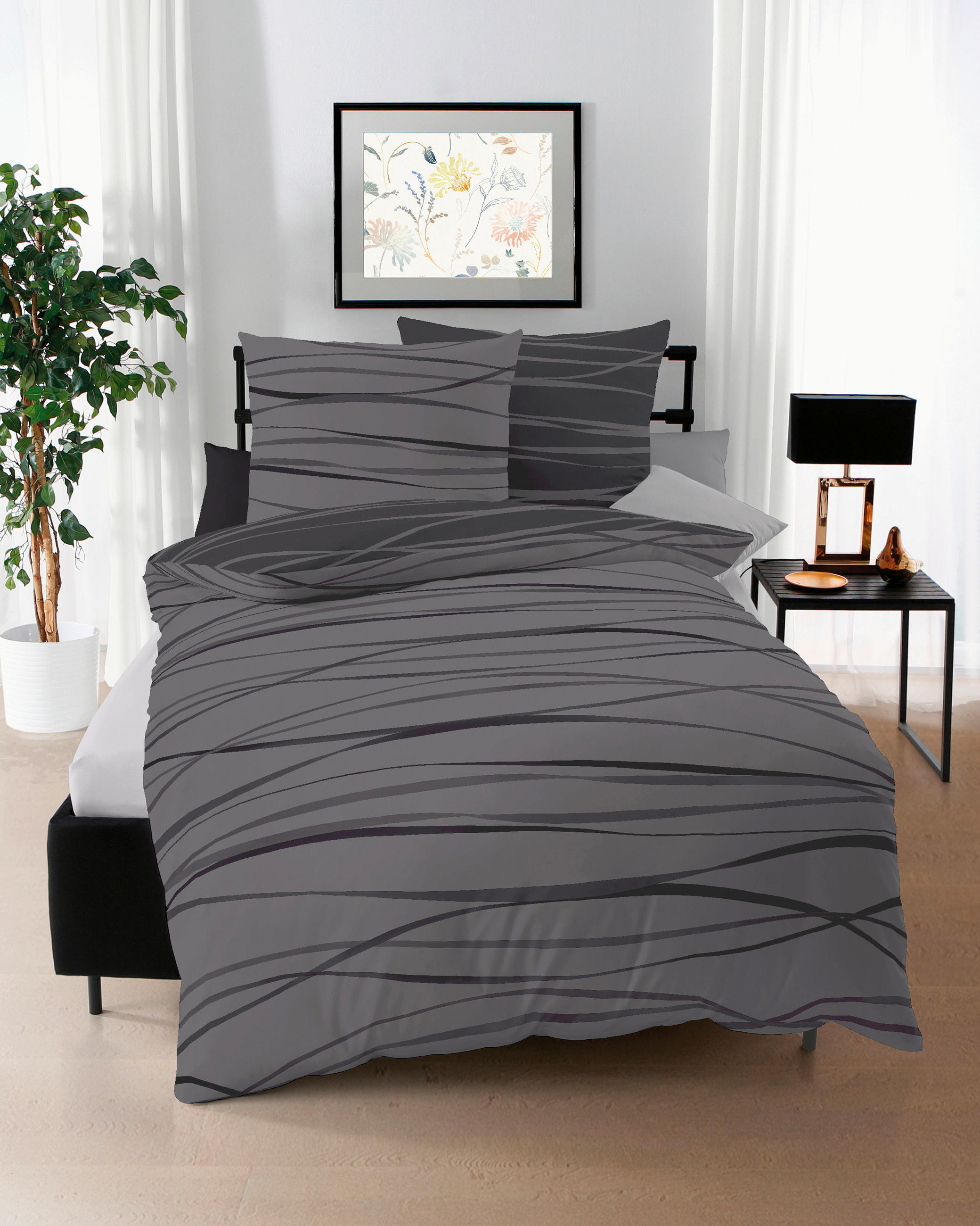 POSTELJNINA MOTION 140/220 cm siva  - siva, Konvencionalno, tekstil (140/220cm) - Kaeppel
