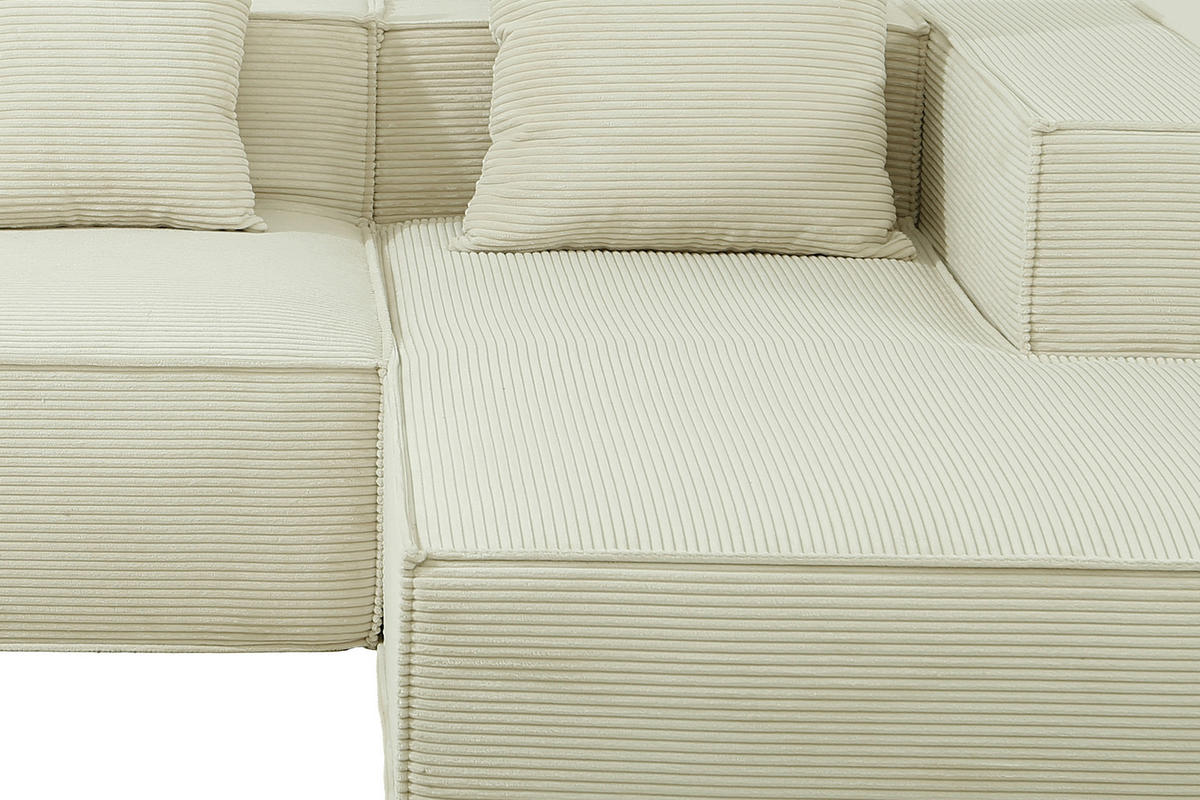 ECKSOFA in Cord Beige   - Beige, Design, Textil (270/60/100cm) - P & B