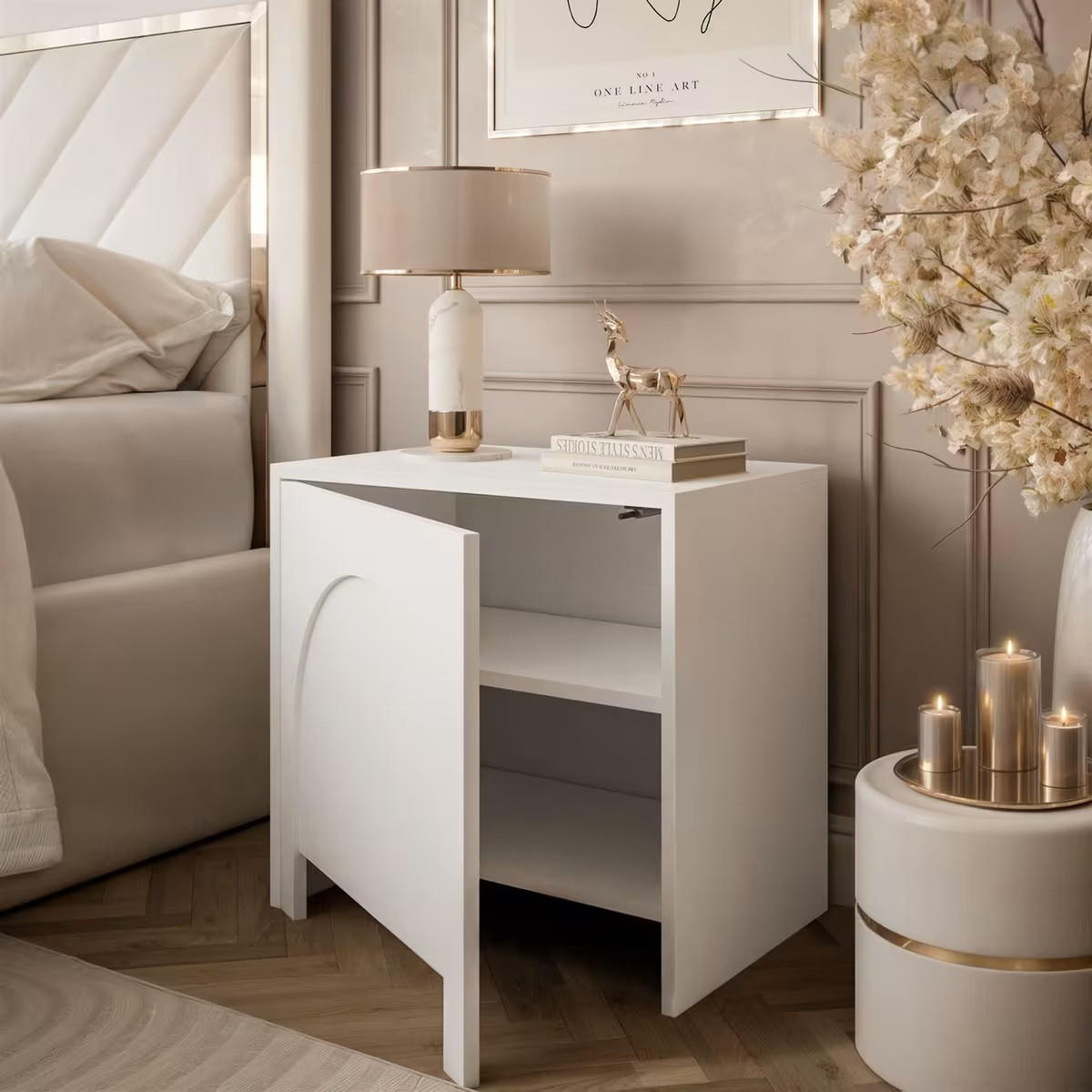 NACHTSCHRANK 53,5/51/35 cm  - Weiß, Design, Holzwerkstoff (53,5/51/35cm) - Boxxx