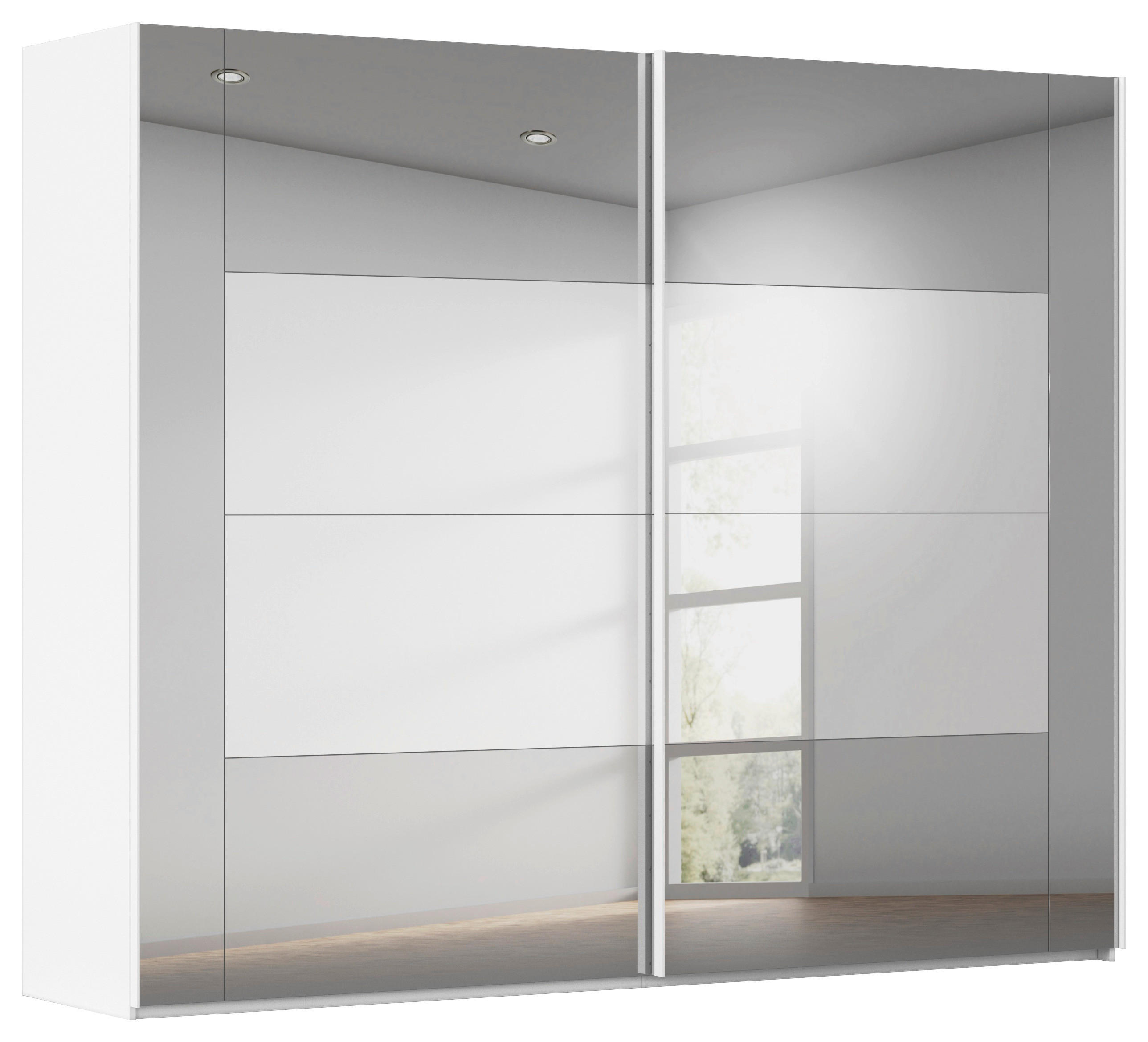 SCHWEBETÜRENSCHRANK 271/223/68 cm 2-türig Weiß  - Weiß, Design, Glas/Holzwerkstoff (271/223/68cm) - Xora