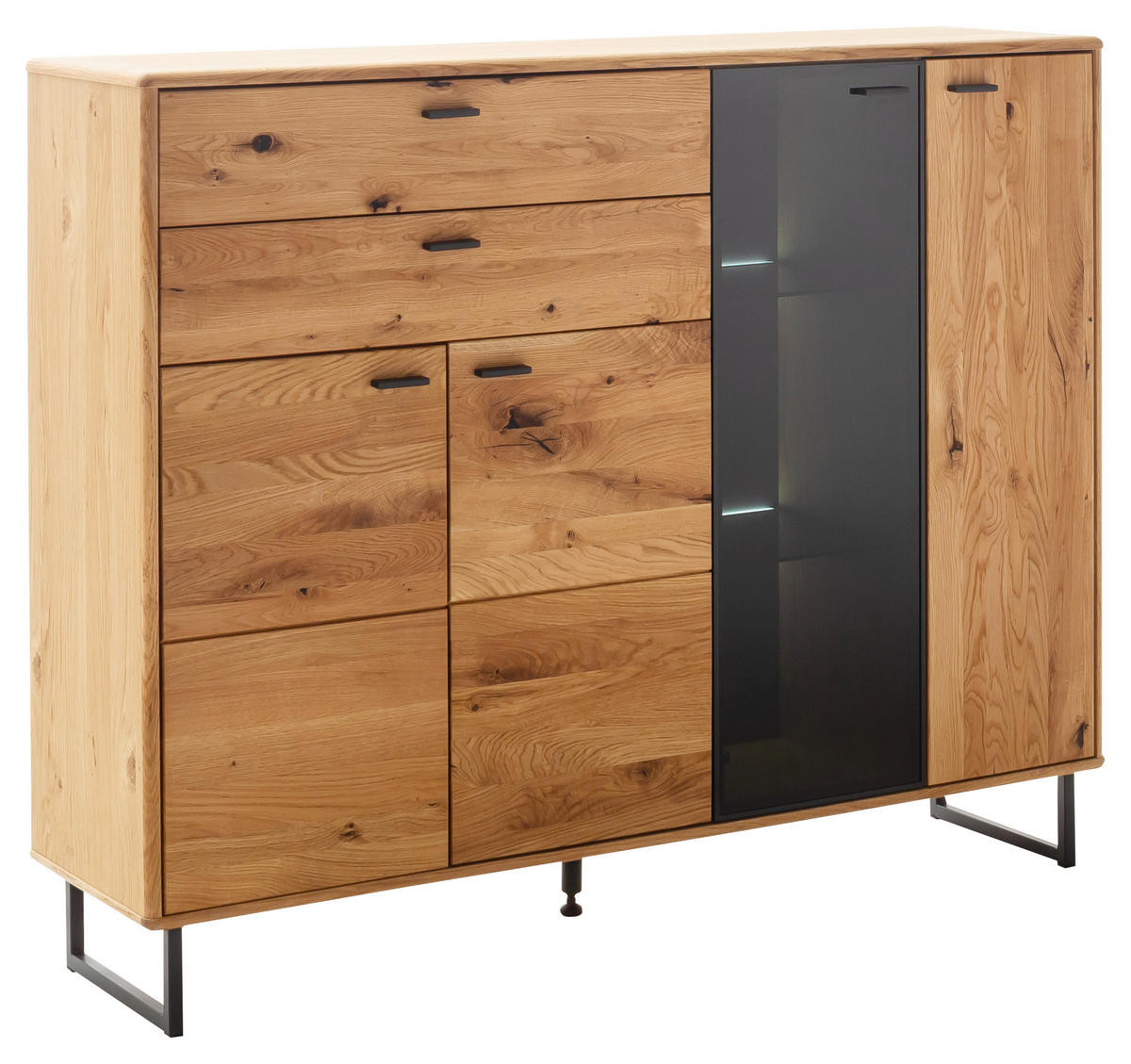 HIGHBOARD  in 149/119/37 cm  - Wildeiche/Anthrazit, Design, Glas/Holz (149/119/37cm) - MID.YOU