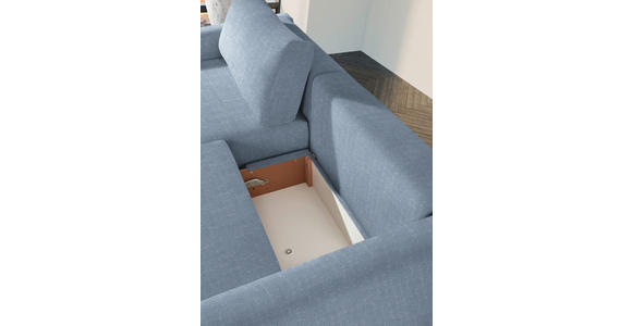 2,5-SITZER in Flachgewebe Hellblau - Schwarz/Hellblau, Design, Kunststoff/Textil (240/70/125cm) - Xora