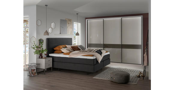 SCHWEBETÜRENSCHRANK in Braun, Grau - Schieferfarben/Braun, Design, Glas/Holzwerkstoff (300/217/67cm) - Dieter Knoll