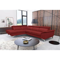 ECKSOFA  in Echtleder Rot  228/283 cm  - Silberfarben/Rot, Design, Leder/Metall (228/283cm) - Livetastic