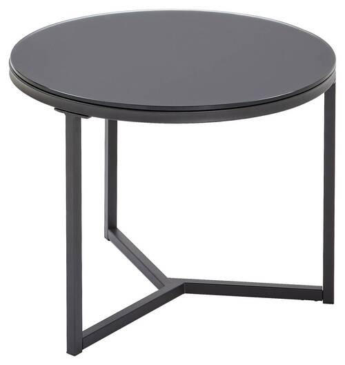 BEISTELLTISCH in Metall, Glas 60/60/44 cm  - Schwarz, Design, Glas/Metall (60/60/44cm) - Carryhome