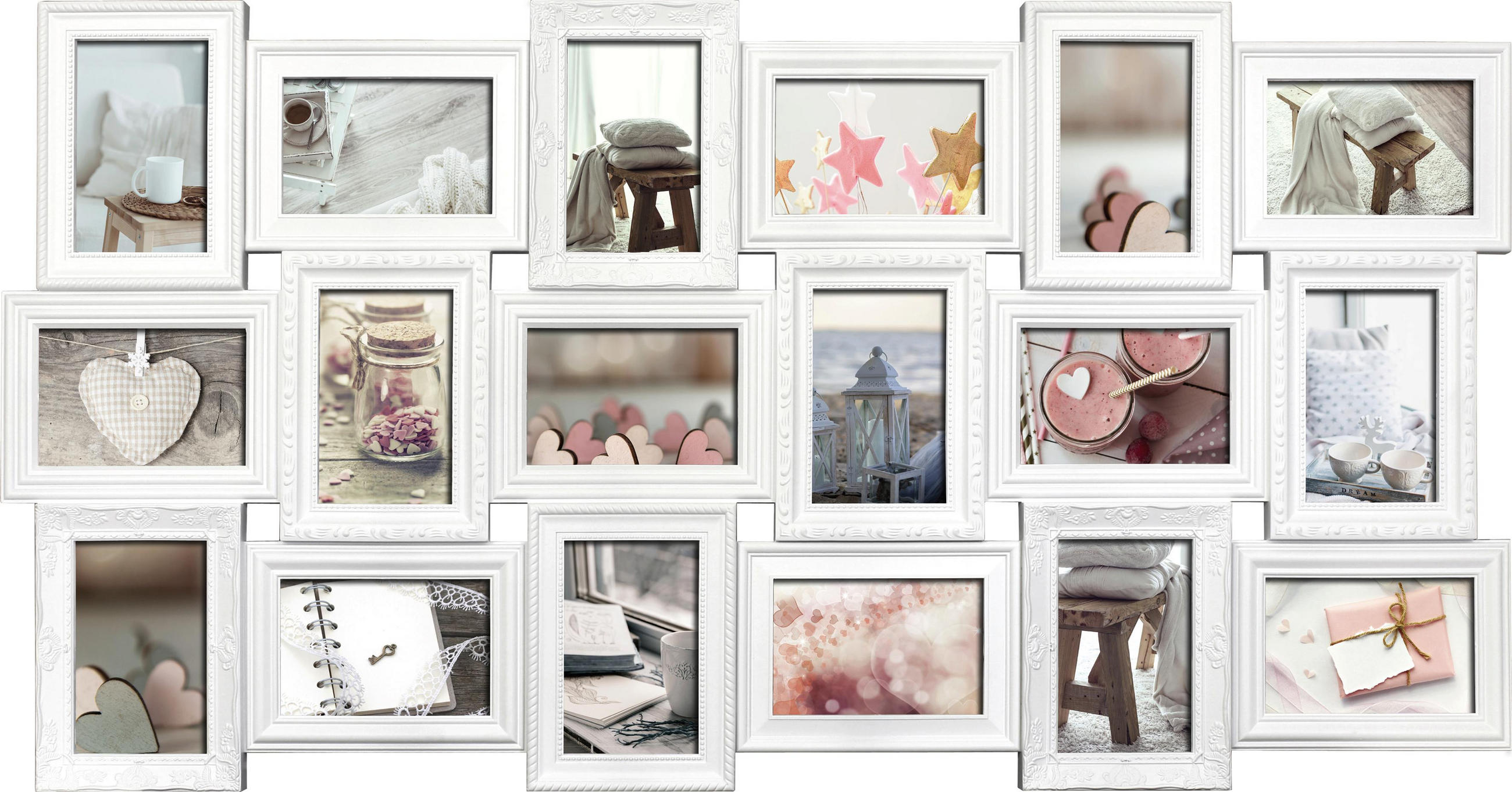 Collagen-Bilderrahmen in Weiß