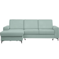 ECKSOFA in Cord Mintgrün  - Schwarz/Mintgrün, Konventionell, Textil/Metall (167/247cm) - Stylife