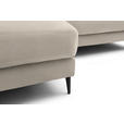 ECKSOFA  in Flachgewebe Beige Rücken echt  177/253 cm  - Beige/Schwarz, Design, Textil/Metall (177/253cm) - Dieter Knoll