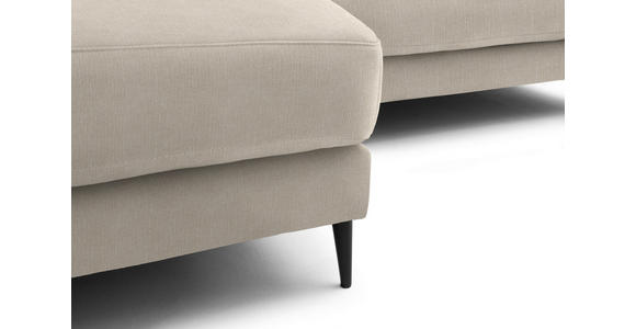 ECKSOFA  in Flachgewebe Beige Rücken echt  177/253 cm  - Beige/Schwarz, Design, Textil/Metall (177/253cm) - Dieter Knoll
