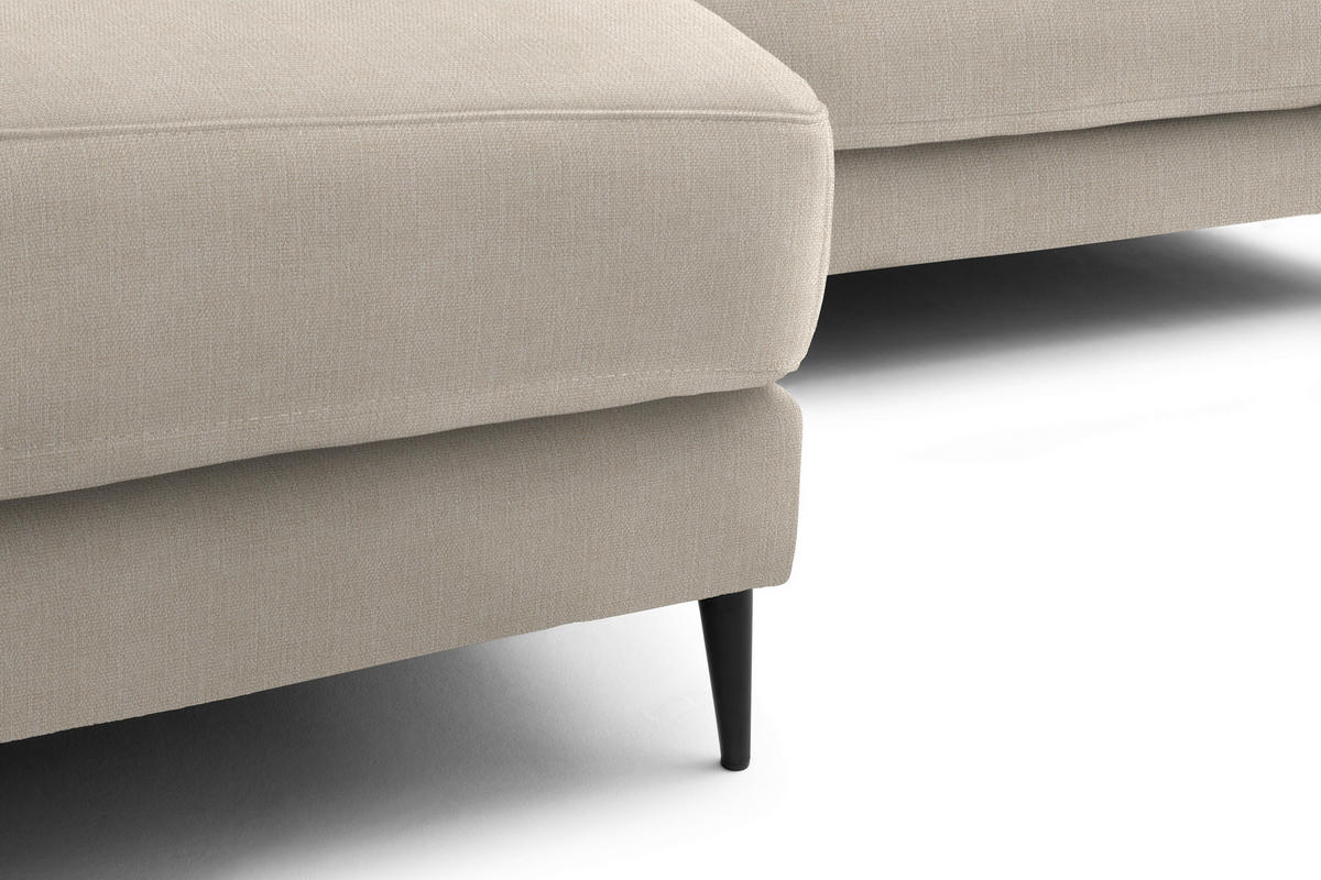 ECKSOFA in Flachgewebe Beige  - Beige/Schwarz, Design, Textil/Metall (177/253cm) - Dieter Knoll