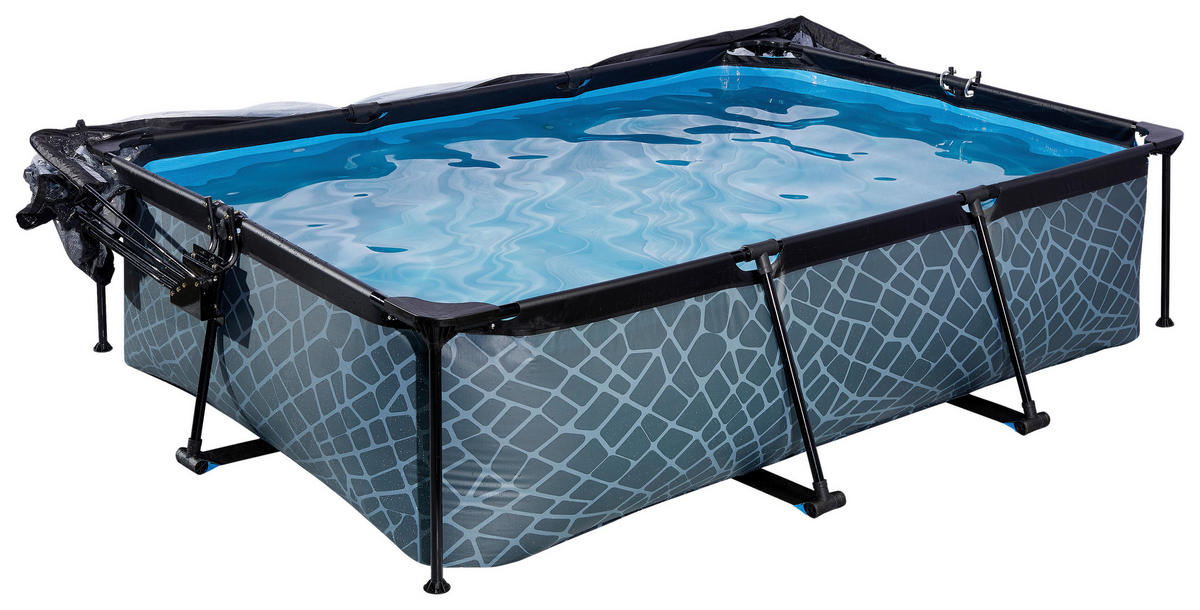 POOL-SET STONE 220/150/65 cm  - Grau, KONVENTIONELL, Metall (220/150/65cm) - EXIT Toys