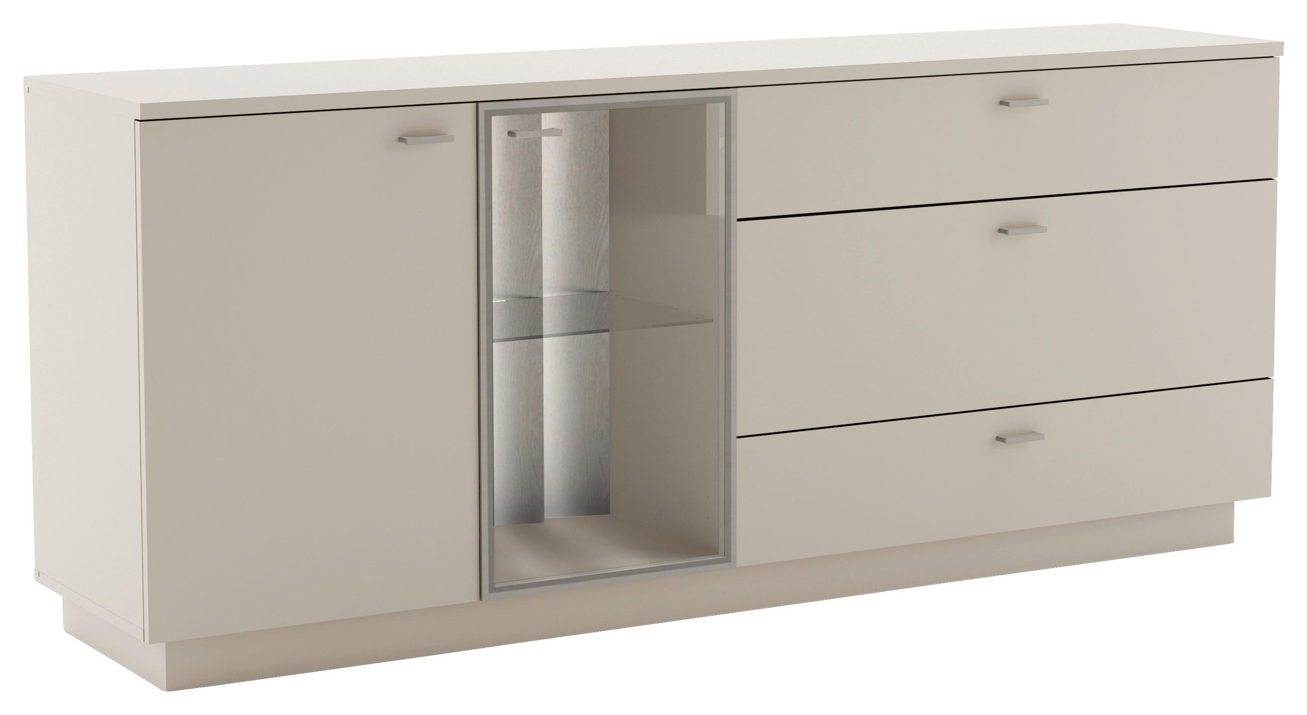 TÁLALÓSZEKRÉNY 192/81/44 cm  - bézs/ezüstszínű, Design, műanyag/faalapú anyag (192/81/44cm) - Livetastic